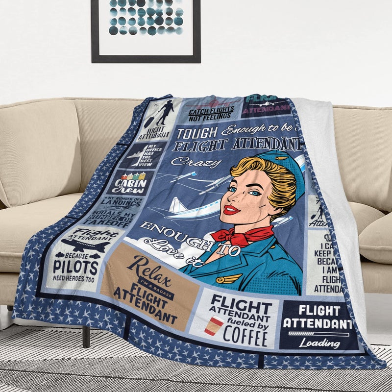 Mubpean Flight Attendant Gifts  Gifts for Flight Attendants Blanket 60""x50""  Flight Attendant Essentials Accessories  Birthday Gifts for Stewardess  Aviation Gifts for Women  Aviation School Blankets - Image 2